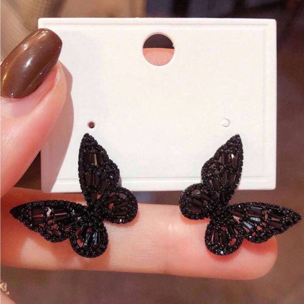 Elegant Black Butterfly Earrings